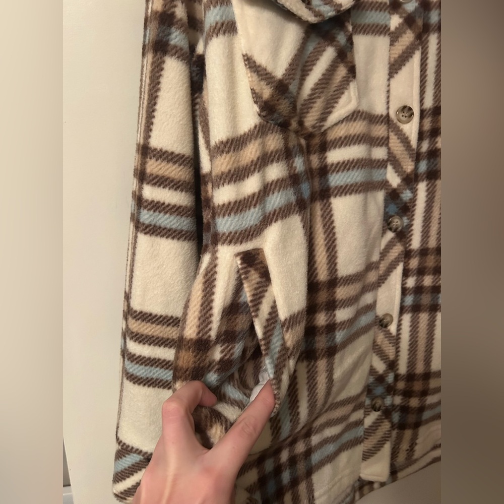 Plaid Button-Up Shacket - Picture 3 of 4
